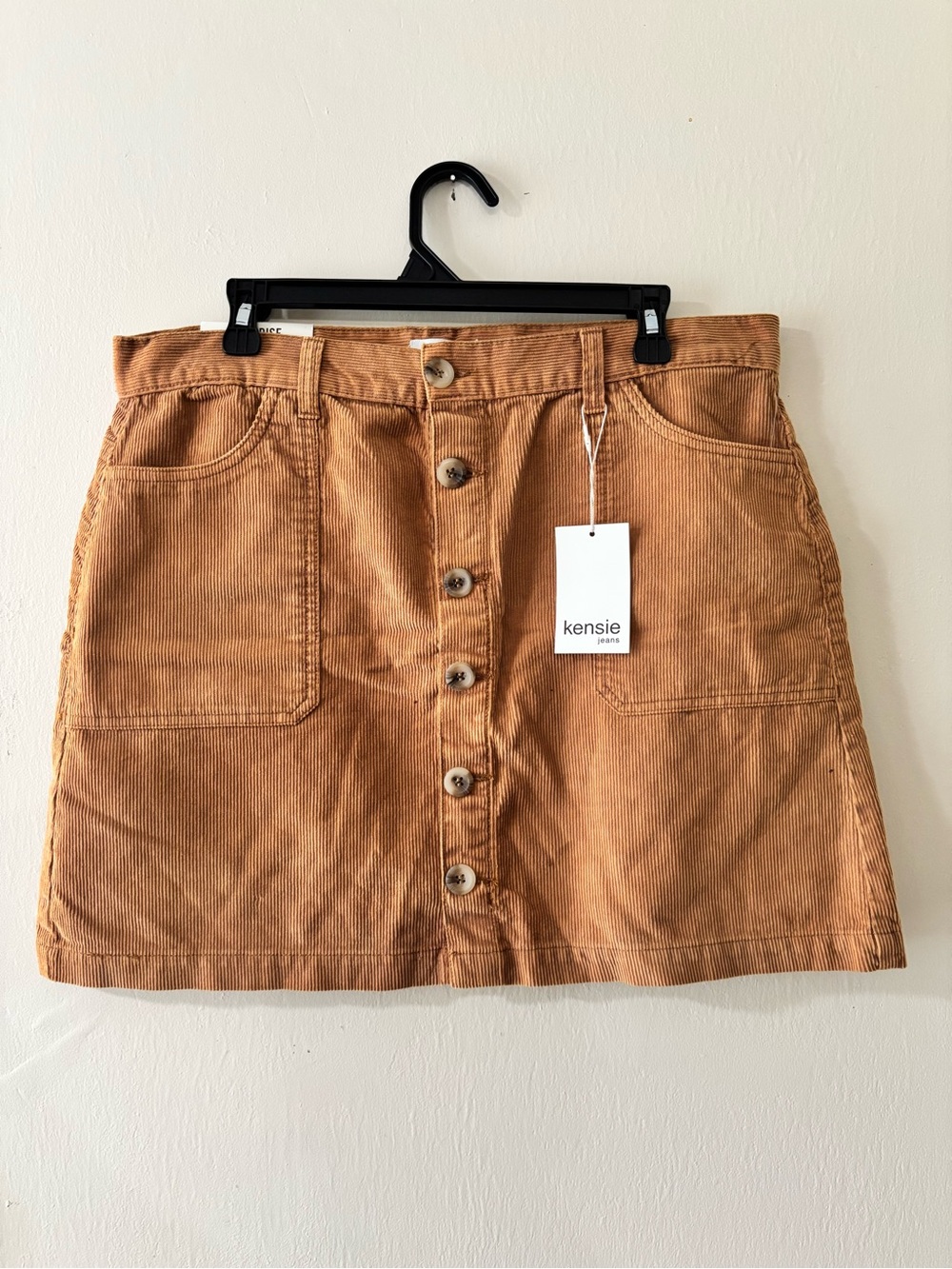 Kensie Tan Corduroy Button-Front Mini Skirt